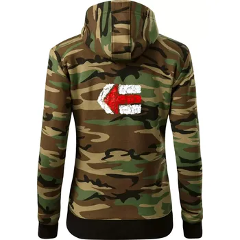 Dámská mikina Párová turistická značka červená - Dámská mikina trendy zipper s kapucí - 2XL ( Hnědý maskáč )