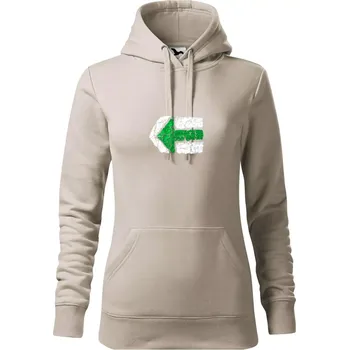 Dámská mikina Párová turistická značka zelená - Mikina dámská Cape s kapucí - XS ( Ledově šedá )