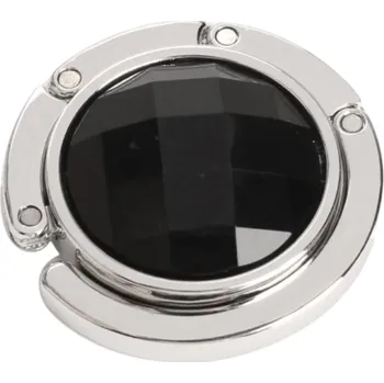 Věšák Skládací háček na tašku na stůl 4,5 cm Háček s umělým drahokamem Elegantní držák kabelky Přenosný věšák na stůl do kavárny černá