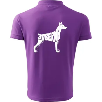 Pánská košile Dobrmans - nápis v tělě - Polokošile pánská Pique Polo 203 - XL ( Fialová )