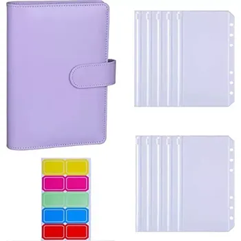 Diář Lifestyle Pořadač diář s kroužky 10 fóliemi - barevnými štítky A6 Fialový