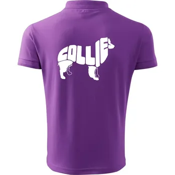 Pánská košile Border kolie písmo v těle - Polokošile pánská Pique Polo 203 - 2XL ( Fialová )