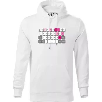 Pánská mikina Klávesnice miluju tě - Mikina pánská Cape s kapucí - 4XL ( Bílá )