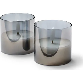 Svíčka 692289 - Tchibo - Svíčky z pravého vosku ve skle s LED - barva: šedá