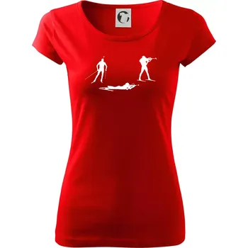 Dámské tričko Biatlonistka závod - Dámské triko Pure - S ( Červená )