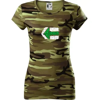 Dámské tričko Párová turistická značka zelená - Dámské maskáčové triko - M ( Zelený maskáč )