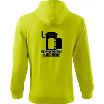Pánská mikina Nespěchat a kouřit - Mikina s kapucí na zip trendy zipper - M ( Limetková )