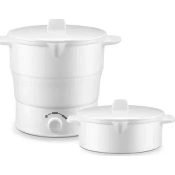 Hrnec Skládací elektrický hrnec 1,2 l na cestování 220V Silikonový přenosný vařič hrnec s funkcí varu vody Kompaktní vaření do kempu a kanceláře