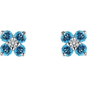 Náušnice Náušnice s diamantem a topazy swiss Divine Bloom