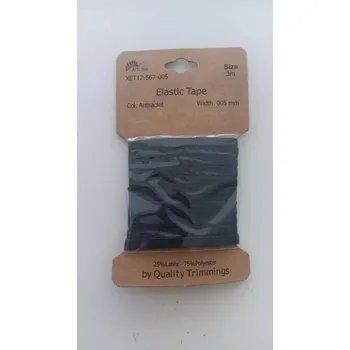 Pruženka hladká TMAVĚ ŠEDÁ 5mm, karta 3m (E) (Gumy)