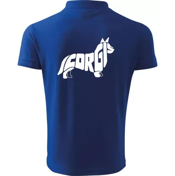 Pánská košile Corgi - nápis v těle - Polokošile pánská Pique Polo 203 - 4XL ( Královská modrá )