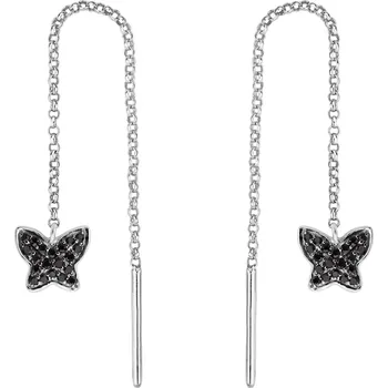 Náušnice Náušnice s černými diamanty Amazing Butterfly