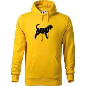Pánská mikina Bloodhound nápis v těle - Mikina pánská Cape s kapucí - 5XL ( Žlutá )