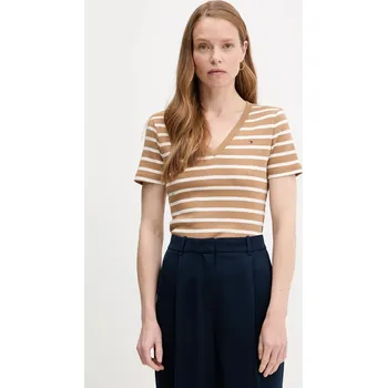 Pánská móda Bavlněné tričko Tommy Hilfiger WW0WW40584 hnědá 84X, vel. L