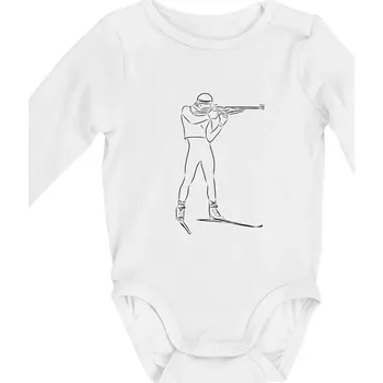 Kojenecké oblečení Biatlon střelba - Body kojenecké s dlouhým rukávem - Dlouhý r. do 3 měs ( Bílá )