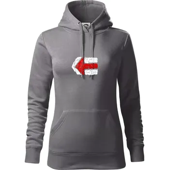 Dámská mikina Párová turistická značka červená - Mikina dámská Cape s kapucí - L ( Ocelově šedá )