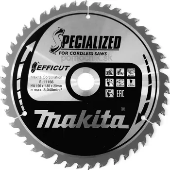 Příslušenství k pile MAKITA kotouč pilový dřevo Efficut 190x1.85x20 mm 45 zubů E-11156