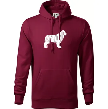 Pánská mikina Novofundlandský pes - nápis v tělě - Mikina pánská Cape s kapucí - 4XL ( Garnet )