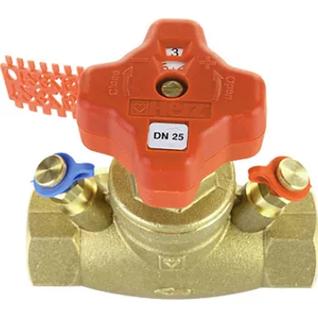 Ventil Herz STRÖMAX-GM 4217 vyvažovací ventil DN15, s měřícími ventilky, přímý, uzavírací, vnitřní závit, topení, mosaz