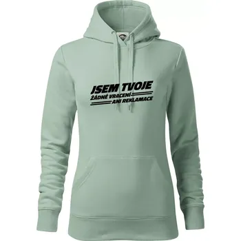 Dámská mikina Jsem tvoje žádné vracení - Mikina dámská Cape s kapucí - S ( Sage )