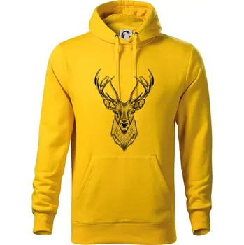 Pánská mikina Jelen kresba - Mikina pánská Cape s kapucí - 3XL ( Žlutá )
