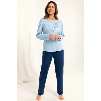Dámské noční prádlo Dámské pyžamo Viky modré dlouhé XXL