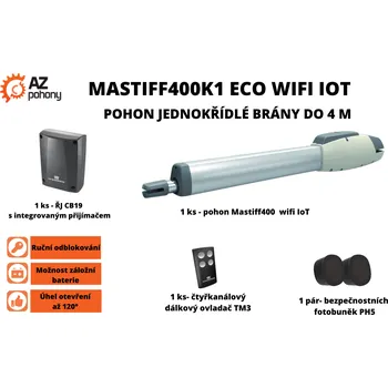 Pohon brány Mastiff400K1 ECO wifi IoT - pohon jednokřídlé brány do 4 m