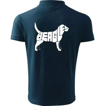 Pánská košile Bígl - nápis v těle - Polokošile pánská Pique Polo 203 - 4XL ( Námořní modrá (velmi tmavá - téměř černá) )