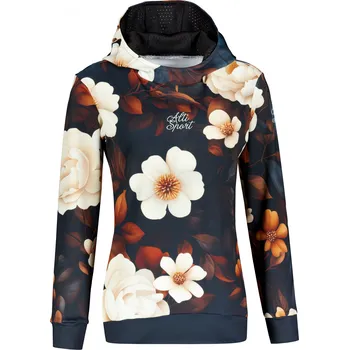 Dámská mikina Dámská funkční mikina premium ALTISPORT VOJ/ALW097MI01 BÍLÁ-ORANŽOVÁ KVĚTY L