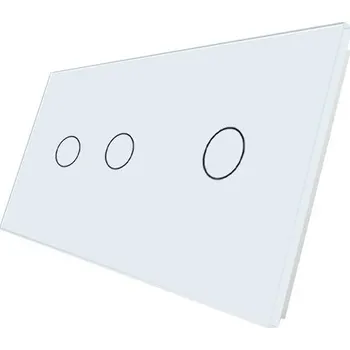 vypínač WELAIK dvojnásobný skleněný panel 2+1- bílý