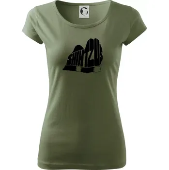 Dámské tričko Shih-tzu - nápis v těle - Dámské triko Pure - S ( Khaki )