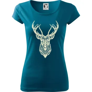 Dámské tričko Jelen kresba - Dámské triko Pure - XS ( Petrolejová )