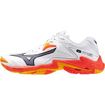 Pánská sálová obuv Pánská sálová obuv Mizuno Wave Lightning Z8 White/Fiery Coral 2/Citrus EUR 42,5