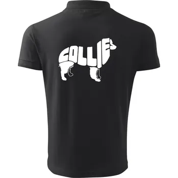 Pánská košile Border kolie písmo v těle - Polokošile pánská Pique Polo 203 - 5XL ( Dřevěné uhlí )