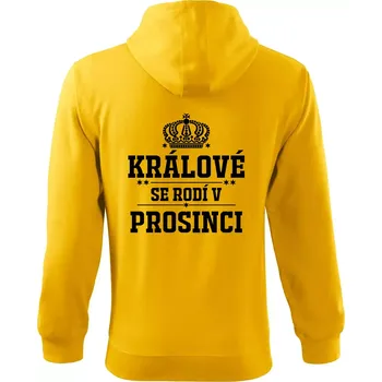 Pánská mikina Králové se rodí v prosinci - Mikina s kapucí na zip trendy zipper - S ( Žlutá )