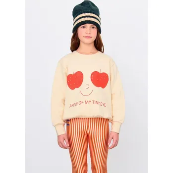 Chlapecká mikina Dětská bavlněná mikina Tinycottons APPLES EYES GRAPHIC SWEATSHIRT AW25.296 béžová 01X, vel. 104