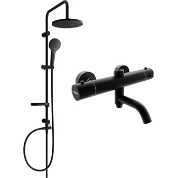 Sprchový set MEXEN/S - Erik sprchový sloup včetně sprchové termostatické baterie Kai, černá 77900205-70