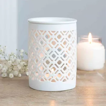 Aroma lampa Aromalampa Matte Lattice - Bílá keramická aromalampa 11cm