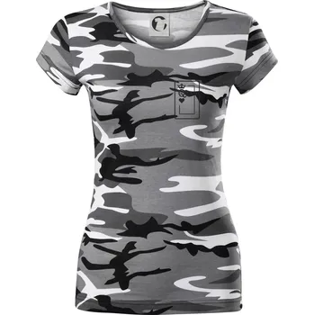 Dámské tričko Queen of hearts - Dámské maskáčové triko - S ( Šedý maskáč )