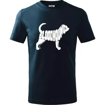 Chlapecké tričko Bloodhound nápis v těle - Tričko dětské bavlněné - 134 cm/8 let ( Námořní modrá (velmi tmavá - téměř černá) )