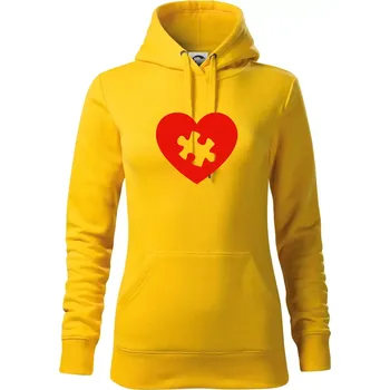 Dámská mikina Láska puzzle - Mikina dámská Cape s kapucí - 2XL ( Žlutá )
