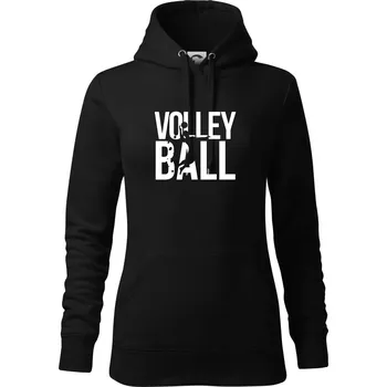 Dámská mikina Volleyball nápis - Mikina dámská Cape s kapucí - XL ( Černá )