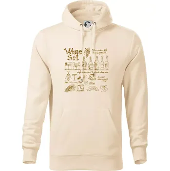 Pánská mikina Víno vše pohromadě - Mikina pánská Cape s kapucí - L ( Mandlová )