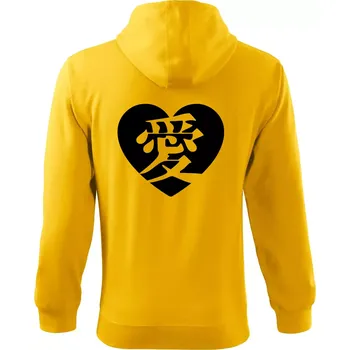 Pánská mikina Láska japonština čínština - Mikina s kapucí na zip trendy zipper - L ( Žlutá )