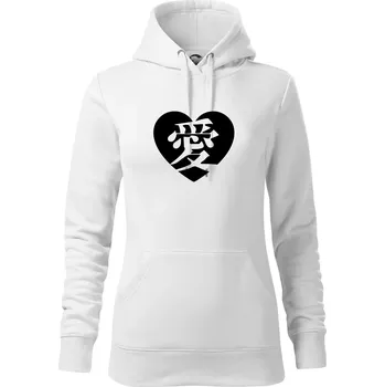 Dámská mikina Láska japonština čínština - Mikina dámská Cape s kapucí - S ( Bílá )