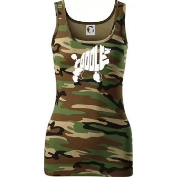 Dámské tričko Pudl - nápis v těle - Dámské Maskáčové tílko - XL ( Hnědý maskáč )