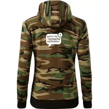 Dámská mikina You're my favourite notification - Dámská mikina trendy zipper s kapucí - S ( Hnědý maskáč )