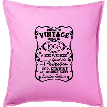 Polštář Vintage Etiketa - 1968 - Polštář 50x50 - 50x50 - Pouze potah ( Růžová )