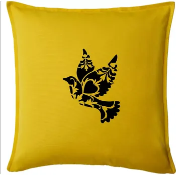 Polštář Ptáček vzorovaný - Polštář 50x50 - 50x50 - Pouze potah ( Žlutá )