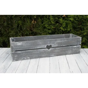 Úložný box Dřevěná bedýnka květináč 63 cm šedý